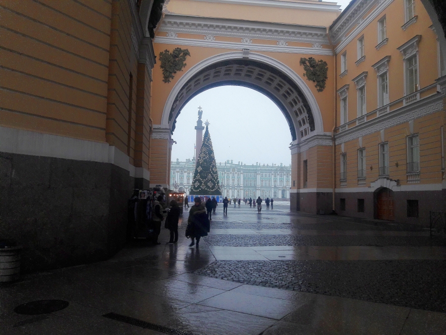 The drizzly day before New Year 2020 in Saint Petersburg.